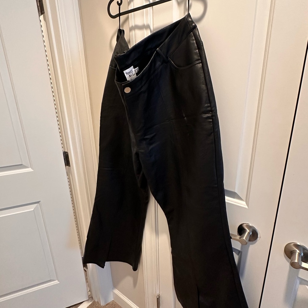 Princess Polly Curve Black Faux Leather Wide-Leg Pants